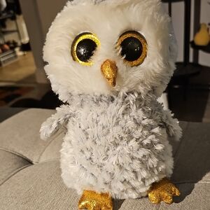 Charming Plush Owl Toy with Gold Details